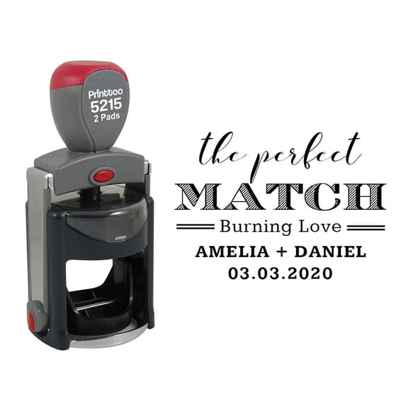 Printtoo Personalized Round Black Self Inking Wedding Favor Stamp Custom The Perfect Match Heavy Duty Rubber Stamper-45 mm