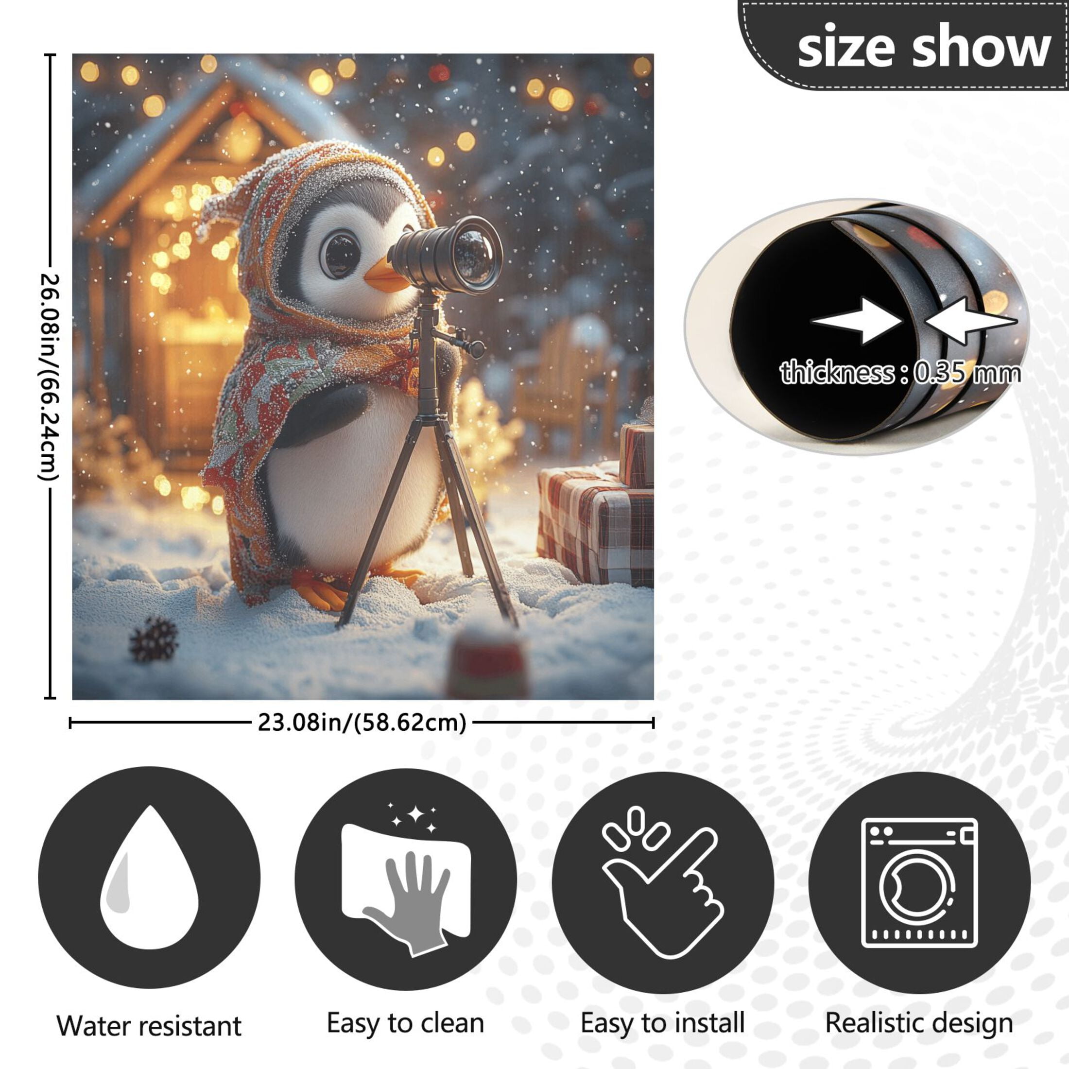 Haosy Dishwasher Magnet Cover Magnetic Fridge Door Cover Home Kitchen Decor Cute Penguin and Telescopes 23"x 26"