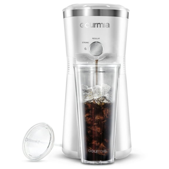 Gourmia Iced Coffee Maker with 25 fl oz. Reusable Tumbler, White