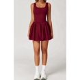 thumbnail image 4 of Vestido de Tenis de para Mujer, Cuello Cuadrado, Sin Mangas, para Entrenamiento, Golf, Deportivo, Pantalones Cortos Integrados con Bolsillos Vino Tinto L, 4 of 9