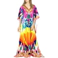thumbnail image 2 of HAPPY BAY Women's Loungewear African Beach Maxi Plus Size Kaftan Casual Long Slit Dress Caftan Swimsuit Coverup for Women One Size Orange, Abstract, 2 of 5