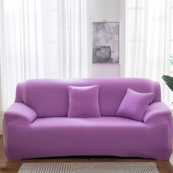 Firefly Hope Couch Cover for Living Room, 1 Seater Stretch Furniture Protector, Dust-Proof Loveseat Cover - Elastic Fit, Machine Washable, Pet Friendly Home Decor (Light Purple)