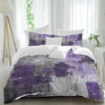 thumbnail image 2 of Purple Grey Duvet Cover Set, Modern Oil Painted Abstract Art Aesthetics Soft Duvet Cover Twin Size Bedding Set 4 Pieces, 1 Quiltcover and 2 Pillowcases with Zipper, 1 Bed Sheet for All Seasons, 2 of 9