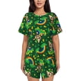 thumbnail image 1 of Fotbe Cat St Patrick's day Conjunto de Pijama Estampado para Mujer, 2 Piezas, Ropa de Dormir con Camiseta de Manga Corta y Shorts Suaves-Medium, 1 of 6