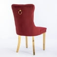 thumbnail image 6 of Set of 2 Velvet Kitchen Chairs, Tufted Upholstered Dining Room Chairs with High Back, Nailhead Trim & Solid Wood Legs, Modern Dining Chair for Living Room Kitchen, Accent Armless Side Chair, Burgundy, 6 of 9