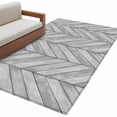 thumbnail image 2 of Gray Wood Grain 3'x5' Washable Rug, Retro Minimalist Geometric Art Non-Slip Area Rugs for Entryway Kitchen Classroom, StainResistant Dorm Throw Carpet, Low Pile Soft Indoor Floor Mat, 2 of 9