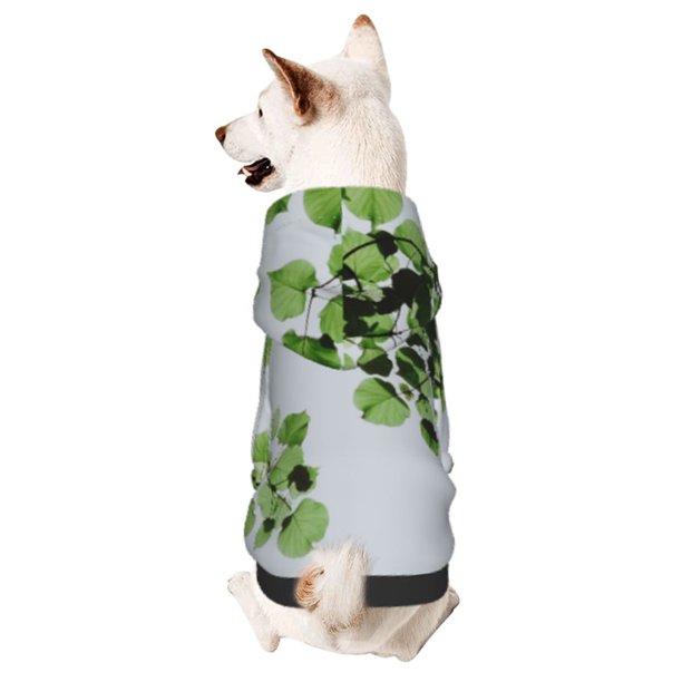 Fotbe Watercolor Green Leaves Sudadera con Estampado para Perros Pequeños – Suéter con Capucha para Mascotas, Tela Suave de Forro Polar con Bolsillo-Large