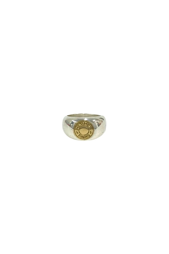 Pre-Owned HERMES Hermes Sellier Ring, Sterling Silver 925, 18K Gold, Men's Accessory, Silver,...