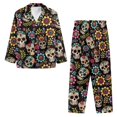 thumbnail image 5 of Garronmavis Sugar Skull Flowers Womens Long Sleeve Pajama Set 2 Piece Halloween Theme Button Down Sleepwear Cozy Soft Loungewear Set Nightwear PJs with Pockets, 5 of 7