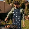 thumbnail image 4 of Dark Blue Sun Moon Star Pattern Apron-Garden Aprons for Women with Pockets-Cotton Linen Waterproof Kitchen Cooking Gardening Aprons Adjustable for Kitchen,Cooking,BBQ and Salon 33x27 Inch, 4 of 7