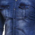 thumbnail image 4 of IROINNID Clearance Long Sleeve Shirts for Men Casual Suede Color-blocking Button Lapel Wash Shirt,medium blue, 4 of 4