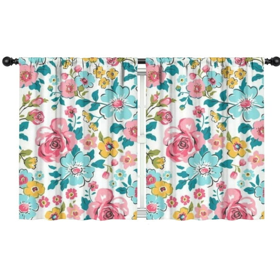 Blackout Kids Curtains,Pioneer Flower Floral Print Pattern Childrens Insulated Curtains Set Of 2,Bedroom Essentials,Toddler Room Decor 42"x54"