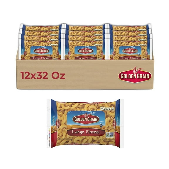 Golden Grain Large Elbow Macaroni, 12-Pack (32 oz Each) – Perfect for Mac and Cheese, Baked Dishes & Pasta Salads