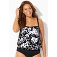 thumbnail image 3 of Swimsuits for All Women's Bandeau Blouson Tankini Top, 3 of 6