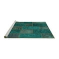 thumbnail image 2 of Ahgly Company Machine Washable Indoor Rectangle Patchwork Turquoise Blue Transitional Area Rugs, 7' x 10', 2 of 4