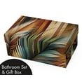 thumbnail image 7 of Ambesonne Aesthetic Bathroom Decor Set in a Gift Box, Boho Rustic Bold Leaves, 4 Pcs, Burnt Orange Teal and Blue, 7 of 7