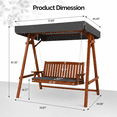thumbnail image 2 of Ktaxon 2-Seater Wooden Patio Swing with Canopy & Cushion, Outdoor Porch Swing Chair with Solid Fir Wood Frame for Backyard Garden, Teak color, 2 of 8