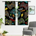 thumbnail image 4 of Gaming Curtains Rod Pocket Boys Kids Gamer Gamepad Abstract Video Game Player Joystick Print Pattern Window Drapes for Man Teen Youth Nursery Baby Bedroom Playroom W42 x L63 Inch 2 Panels, 4 of 5