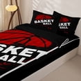 thumbnail image 3 of Castle Fairy Grunge Red Basketball Print Zipper Full Size Comforter Sets with Fitted Sheet and 2 Pillowcases, Urban Sports Themed Zipper Bedding Set, Black Red,4pcs,Black Reversible, 3 of 6