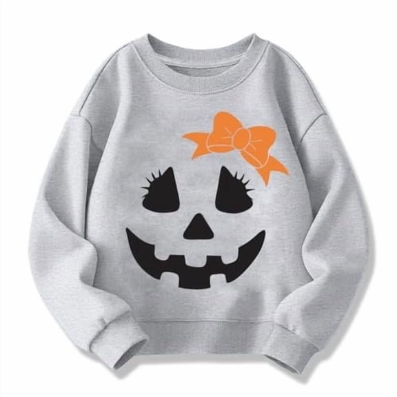 Halloween Gift for Little Kid Fall Shirt Girls Sweatshirts Halloween Pullover for Toddlers Kids Casual Long Sleeve Sweatshirt Fall Winter Out Grey 3-4 Years