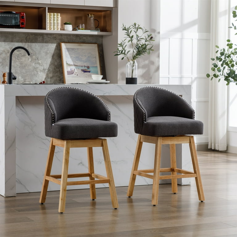 Swivel Bar Stools Set of 2, Counter Height Bar Stools, Retro Bar