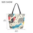 thumbnail image 5 of FORMRS Womens Canvas Tote Bag with Zipper Inner Pocket Shoulder Handbag, Blue Retro Print, 5 of 7