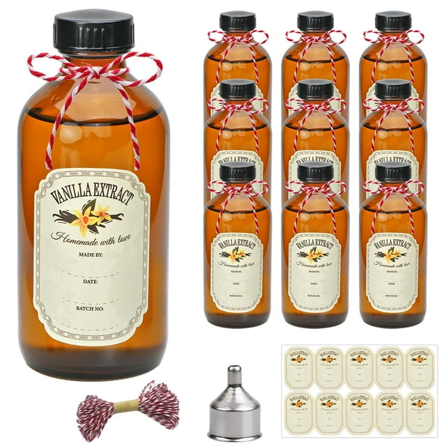 Botella YINGERHUAN, paquete de 10, 240 ml, vidrio ámbar con tapones
