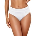 thumbnail image 2 of High Waist Ruched Back Bikini Bottom with Smooth Fabric and Tummy Control Fit, Awesome For Beach Vacations Resort Wear Or Summer Days White XL, 2 of 6