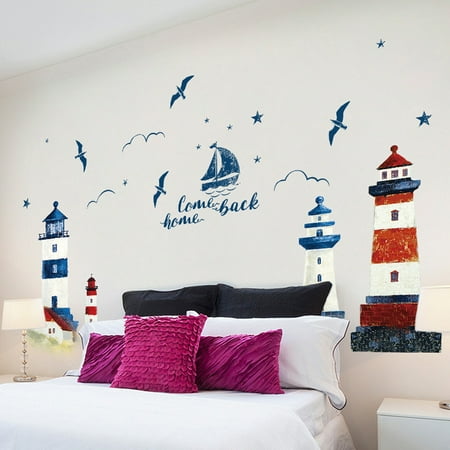 Sea Sailboat Lighthouse Wall Stickers Background Decoration Bedroom Living Room Wallpaper Art Decals Sticker Canada - Lighthouse Wall Sticker Sea Sailboat Lighthouse Wall Stickers Background Decoration Bedroom Living Room Wallpaper Art Decals Sticker Canada - Lighthouse Wall Sticker