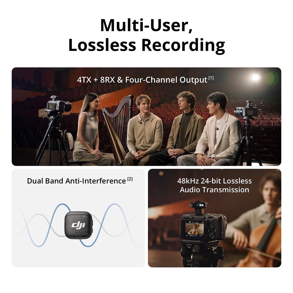 DJI Mic 3 (2 TX + 1 RX + Charging Case) Advanced Mini Wireless Microphone CP.RN.00000480.01 Bundle with 2x Deco Essentials 3.5mm Computer Clip-On Mini Lapel Mic