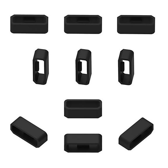 6588 10Pcs 22mm Silicone Replacement Secure Rings Watch Strap Fasteners Band Keepers Strap Loops Compatible with GARMIN Watch, Black