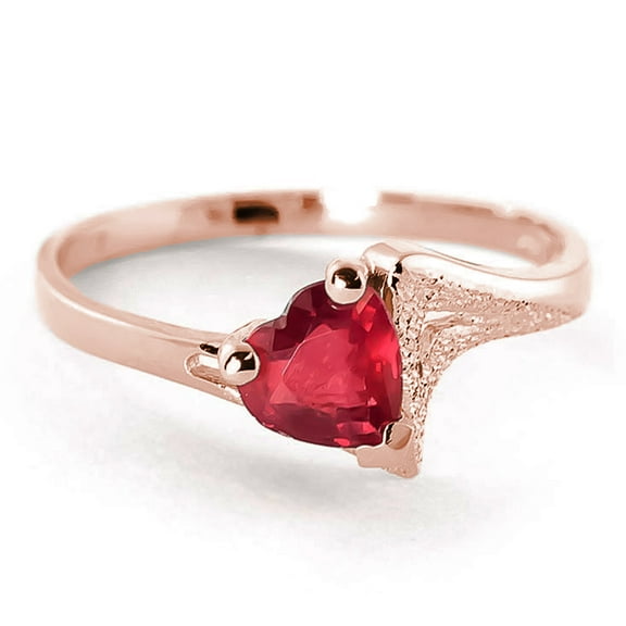 Galaxy Gold 1 ct 14k Solid Rose Gold Solitaire Heart-Shaped Ruby Ring - Size 10