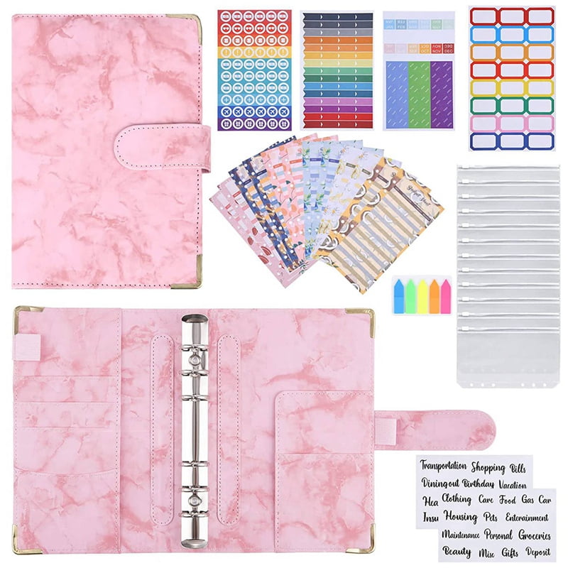 A6 Binder Notebook, with Clear Plastic Binder Covers, Budget Sheets