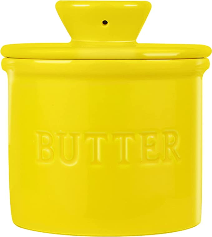 Bonison French Butter Crock for Spreadable Soft Butter, Ceramic Butter