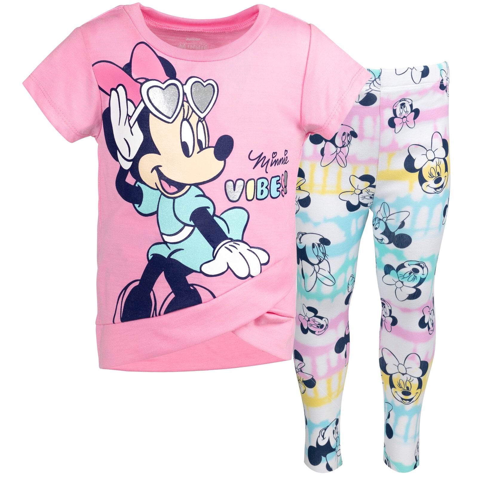 Disney Minnie Mouse Big Girls Crossover T-Shirt and Leggings Outfit Set Infant to Big Kid