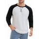 thumbnail image 4 of Camiseta de manga larga para hombre, color bloque, estilo casual, tipo raglán, XL, negra y blanca, 4 of 6