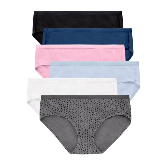 Hanes Ultimate Women's Breathable Hipster Underwear, 6-Pack White/Navy H/Pink/Black/Lilac H/Blackblot 8