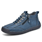 Mens Barefoot Wide Toe Combat Boots Vintage Casual Stitching Leather Zip up Walking Shoes Fashion Sneakers Ankle Booties