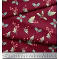 thumbnail image 2 of Soimoi Red Cotton Duck Fabric Red Berries & Holly Leaves Print Sewing Fabric Yard 42 Inch Wide, 2 of 3