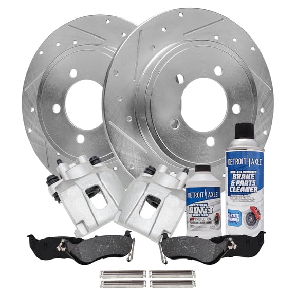 Detroit Axle - Rear Drilled Slotted Brakes and Rotors Brake Pads Brake Calipers Replacement for Ford Explorer Fits select: 2006-2010 FORD EXPLORER XLT, 2007-2010 FORD EXPLORER SPORT TRAC XLT