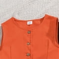 thumbnail image 5 of Girls 2 Piece Summer Outfit Dressy Casual Matching Sets Size 14 Sleeveless Vest Blazer and Skirt/Shorts Set Kids Clothes Size 9-10 Years Orange, 5 of 9