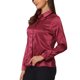 thumbnail image 4 of BLUSA DE SATÉN PARA MUJERES CHIC INSPIRADA, DE MANGA LARGA, CAMISA DE OFICINA CON BOTONES, TALLA 2XL, BURDEOS, 4 of 6