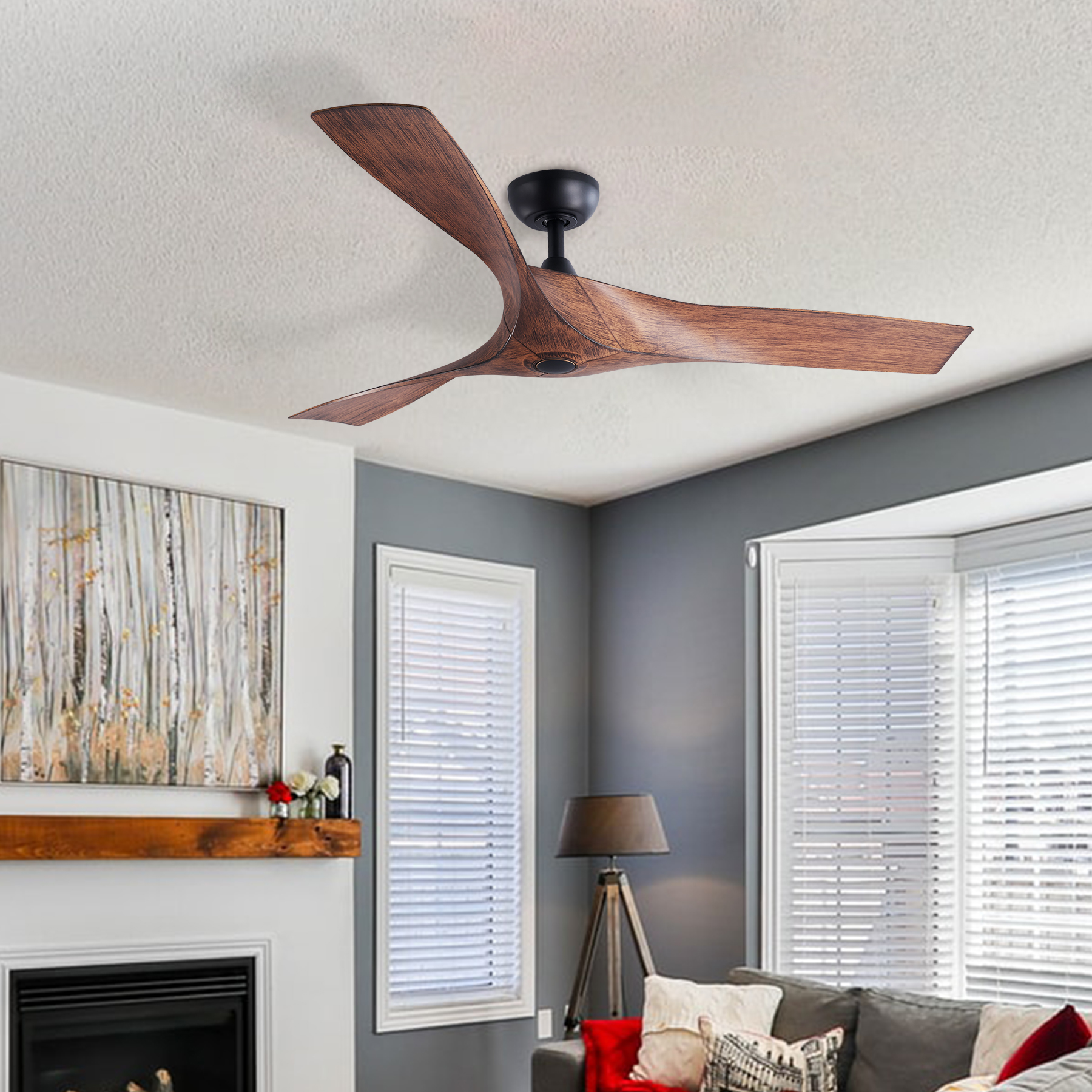 Bestco 52" Farmhouse Ceiling Fan with Remote Quiet 6 Speeds for Bedroom