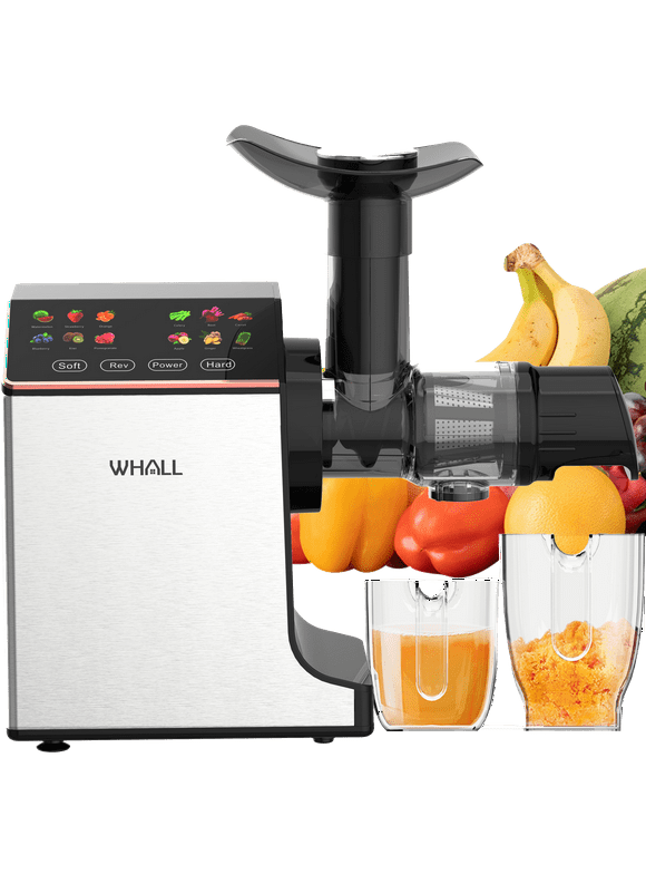 WHALL Slow Masticating Juicer - Cold Press Juicer Machine with Touchscreen, Reverse Function, Soft & Hard Models, Quiet Motor