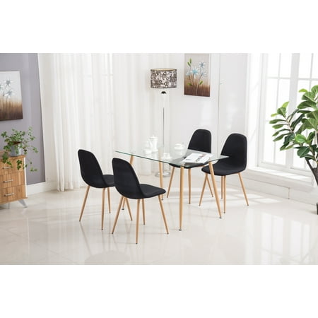 Mecor Dining Set Gl Top Table With Satin Chairs Kitchen
