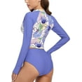 thumbnail image 3 of Women's Floral Rash Guard Swimwear Long Sleeve UPF 50+ Two Piece Swimsuit Set, 3 of 6