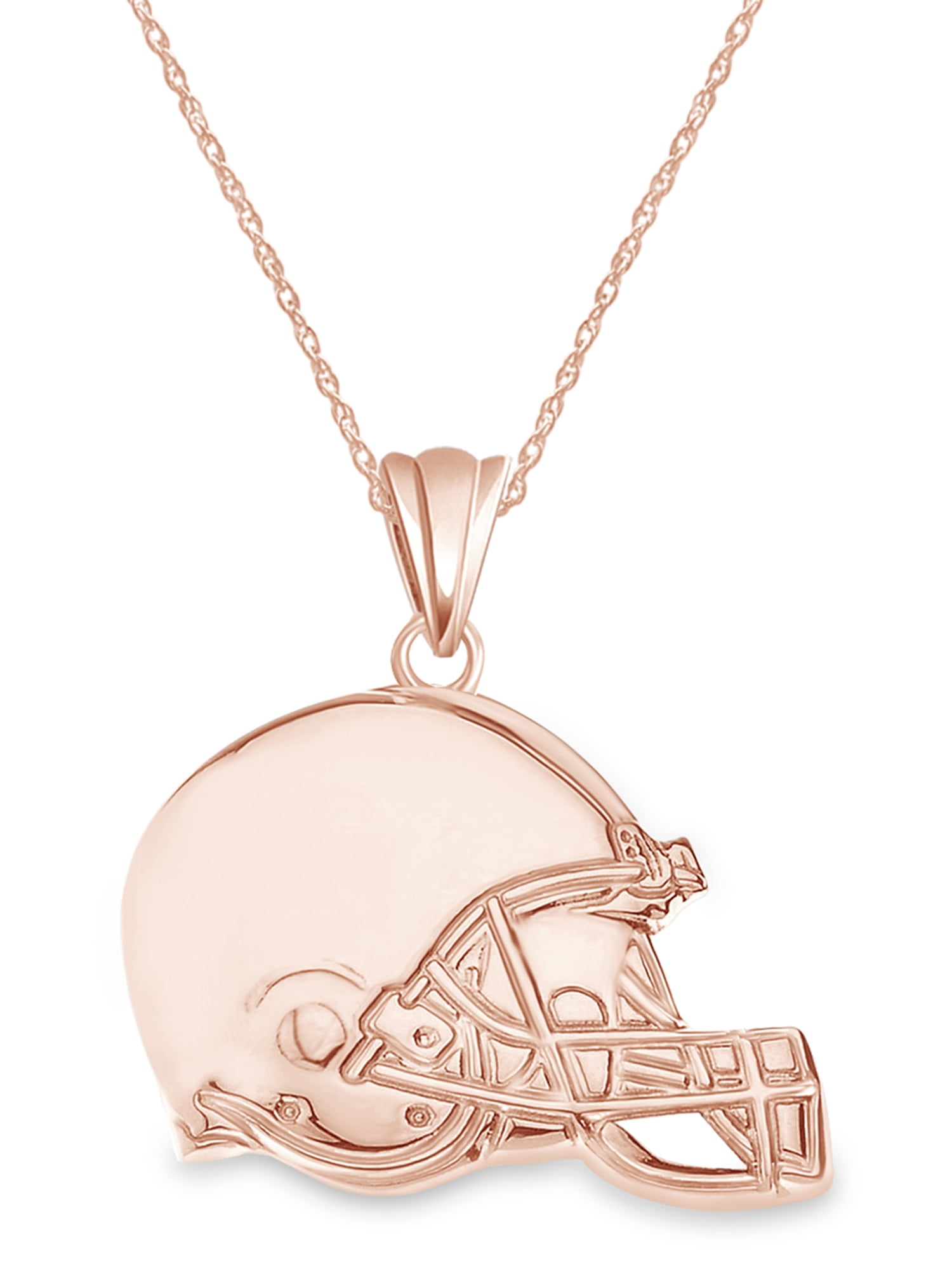 Jewels Obsession Football Helmet Necklace 14K Rose Gold-plated 925 Silver Football Helmet Pendant with 18 Necklace 