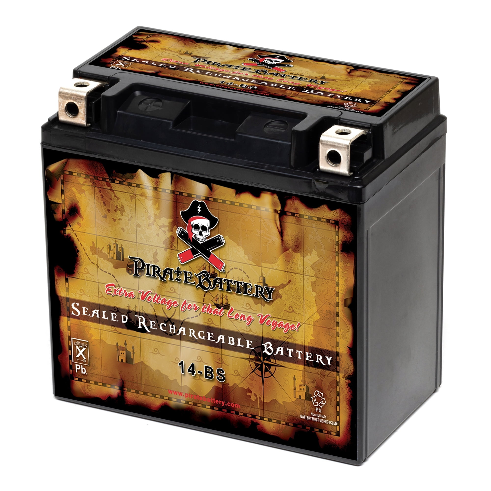 Pirate Battery Ytx14l-bs (14l-bs 12 Volts,12 Ah, 200 Cca