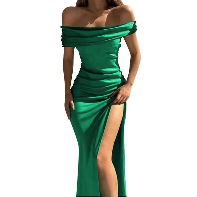 2025 Robe Courte Unie pour Invitées de Mariage pour Femmes à Manches, Col Unique, Longue Robe à Paillettes, Fente, Robe Formelle, Robes Longues Formelles pour Invitées de Mariage Femmes
