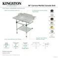 thumbnail image 4 of Kingston Brass LMS3630MASQB1 Pemberton 36" Carrara Marble Console Sink with Acrylic Legs and Shelf (8-Inch, 3-Hole), Carrara Marble White/Polished Chrome, 4 of 4